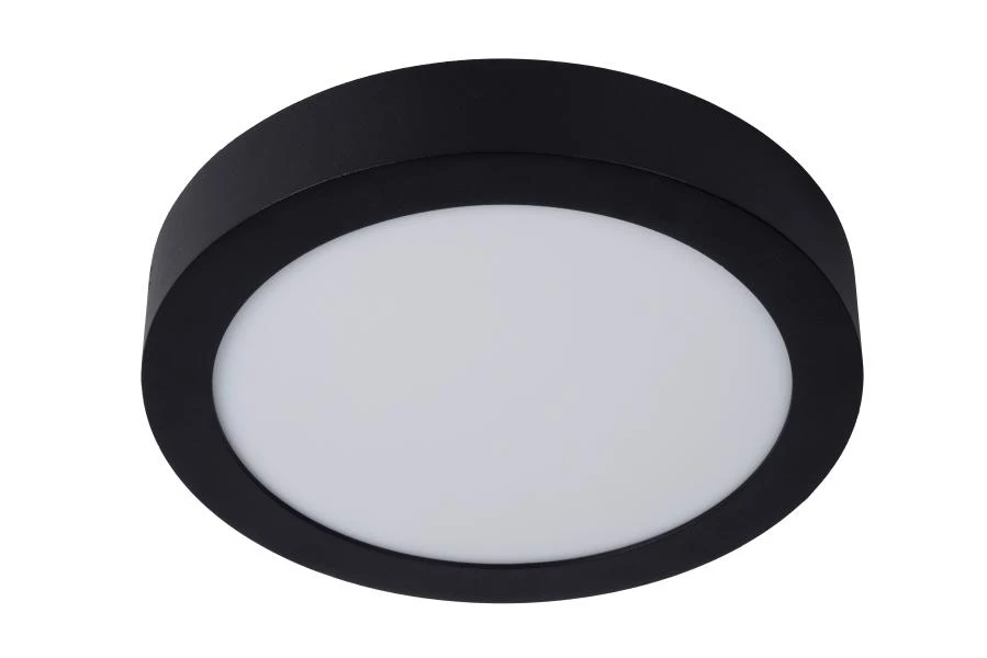 Lucide BRICE-LED - Flush ceiling light Bathroom - Ø 24 cm - LED Dim. - 1x15W 3000K - IP44 - Black - turned off